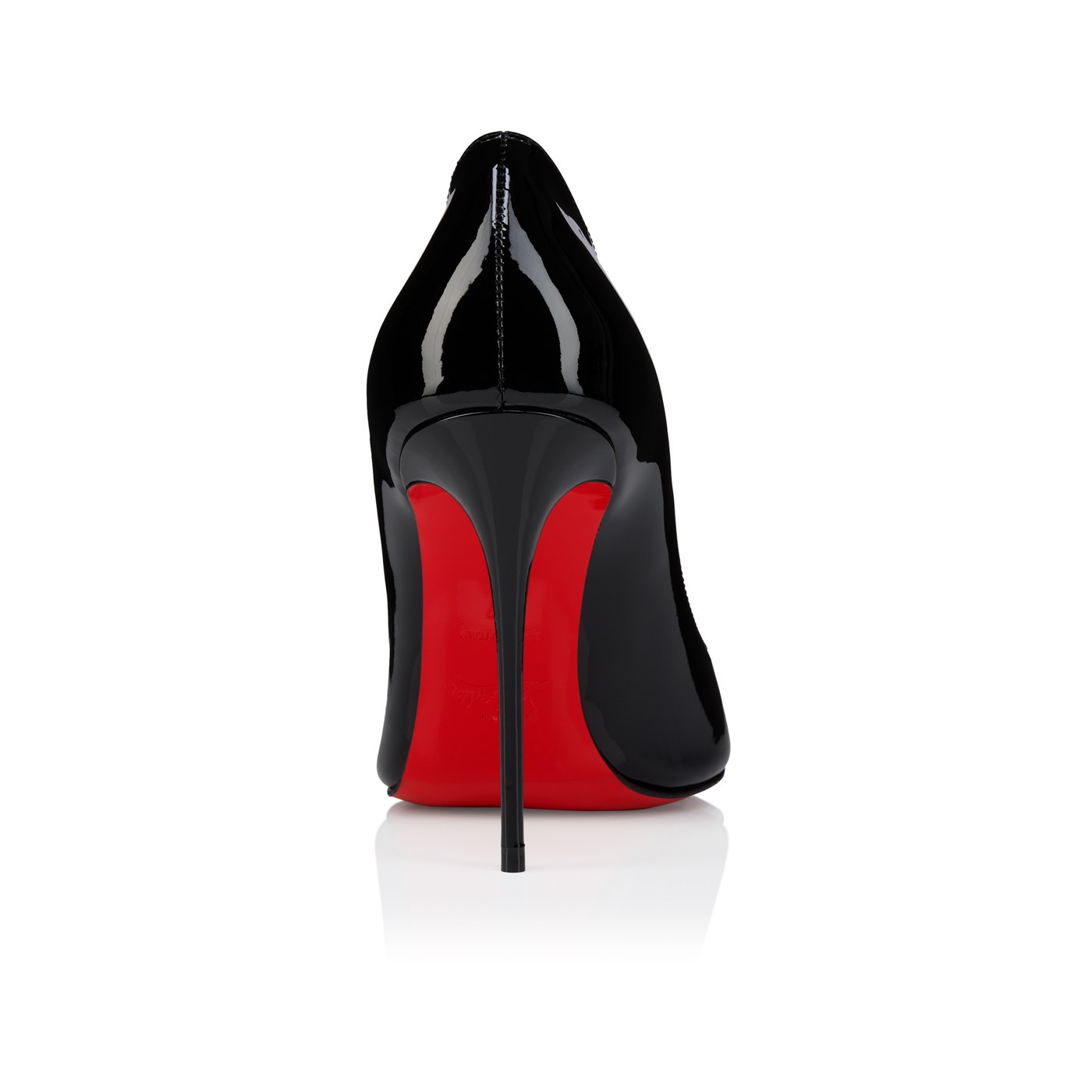 Rear view of Christian Louboutin La Pigalle showing the Everlasting Red Sole