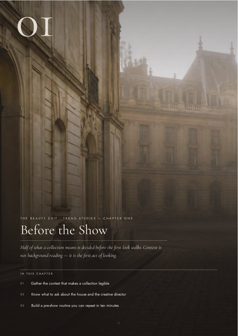 Page from the guide showing Before the Show