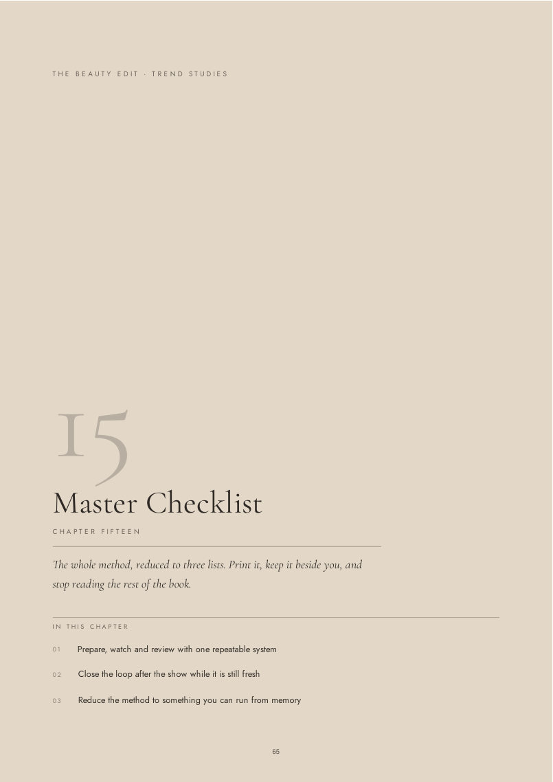 Page from the guide showing Master Checklist
