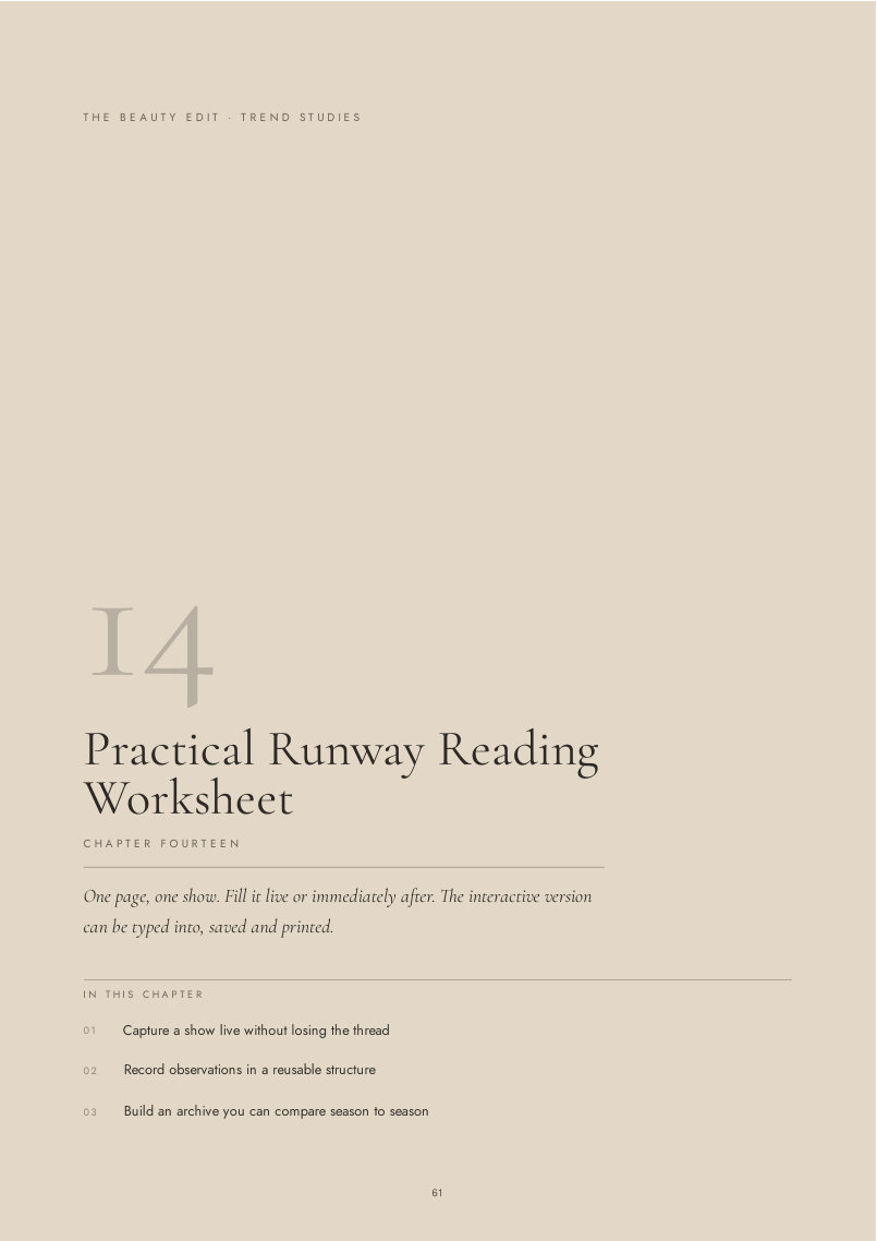 Page from the guide showing Runway Reading Worksheet